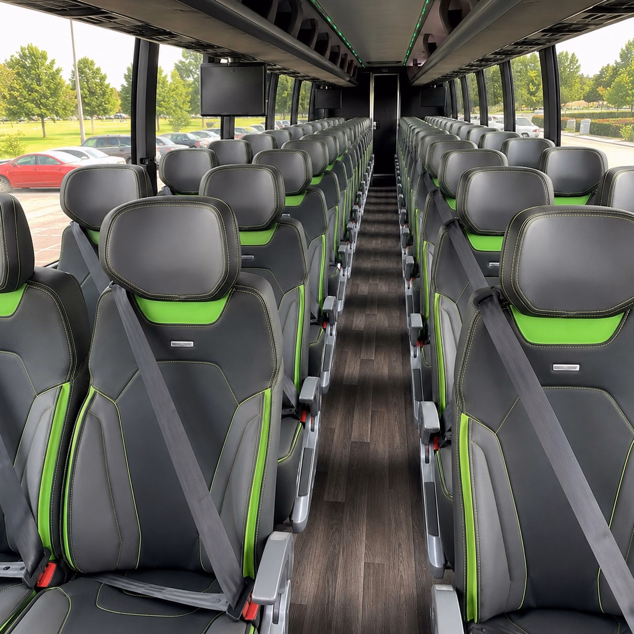 56 passenger charter bus inside